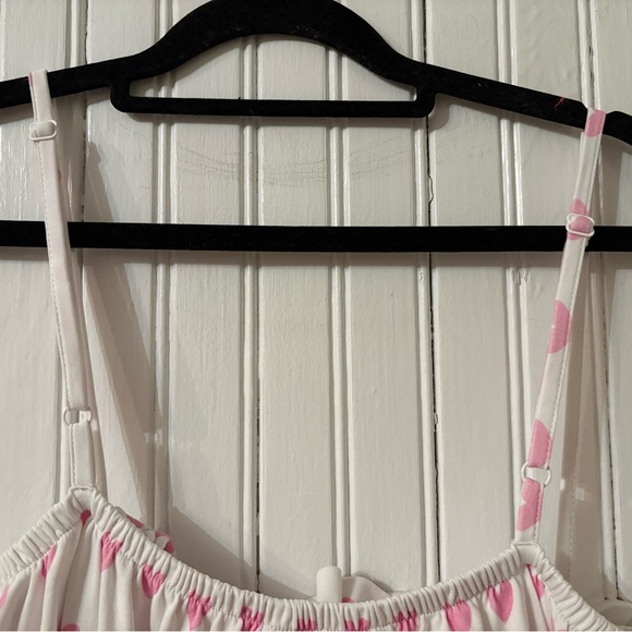 Lake Pajamas Pink & White Heart Print Pima Ruffle Nightgown Size M - Picture 6 of 7